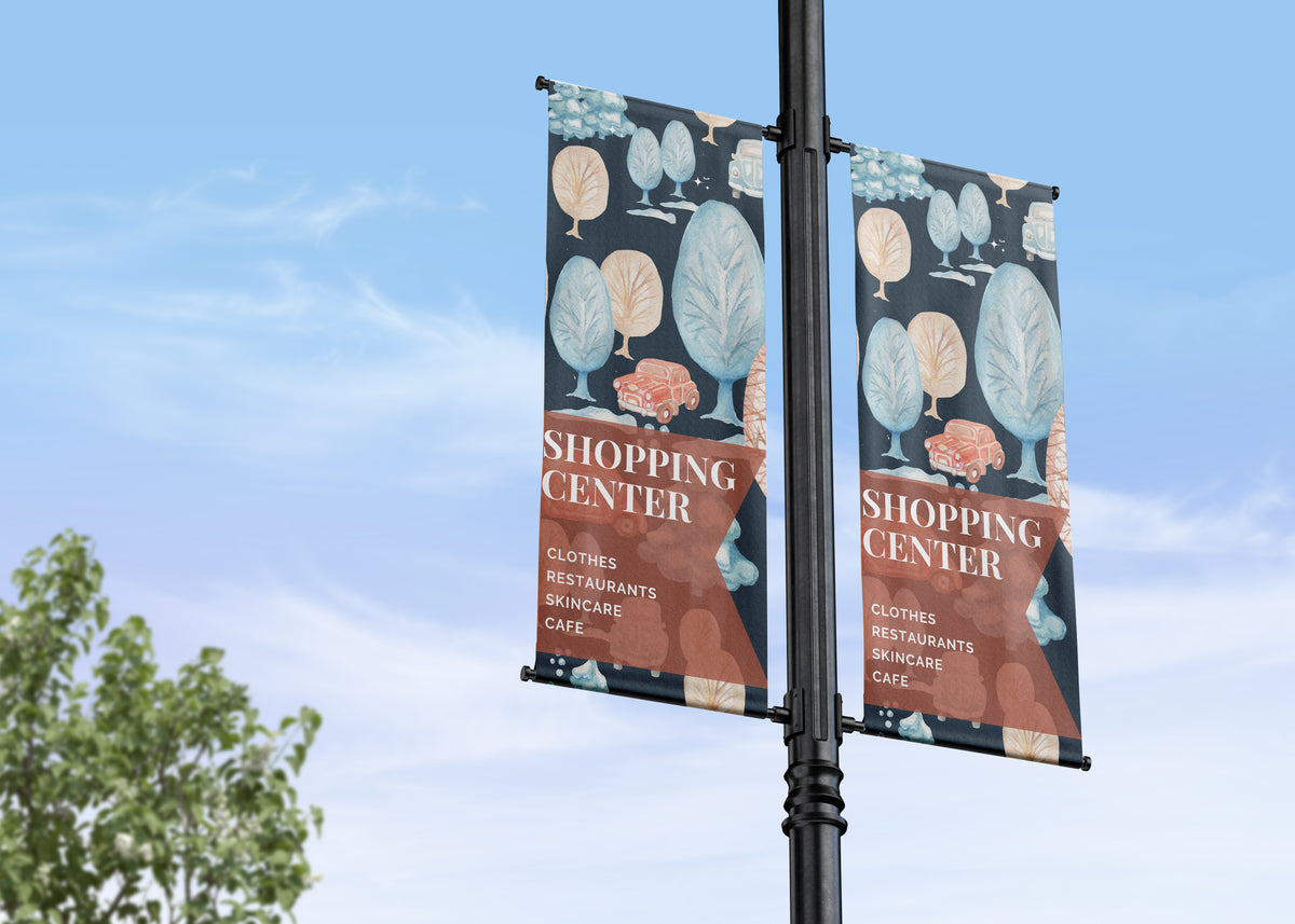 Seasonal Winter Commercial Shopping Center Lamp Post Banners