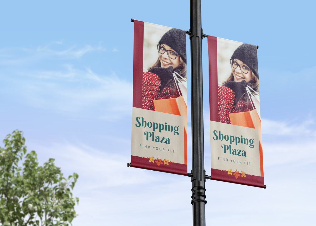 Seasonal Autumn Commercial Shopping Center Lamp Post Banners