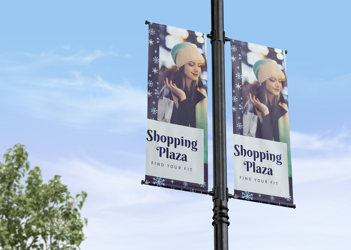 Seasonal Winter Commercial Shopping Center Lamp Post Banners