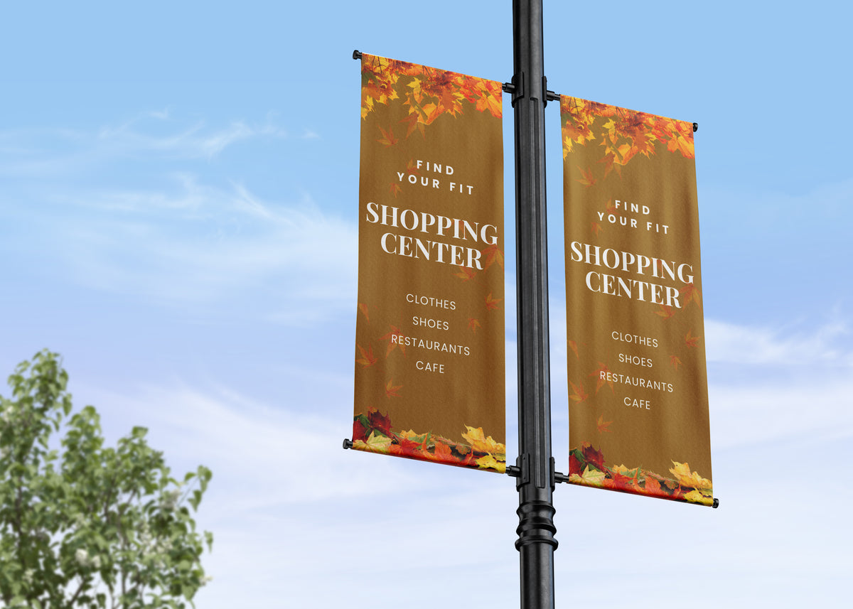 Seasonal Autumn Commercial Shopping Center Lamp Post Banners