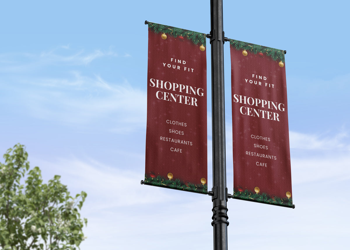 Seasonal Winter Commercial Shopping Center Lamp Post Banners