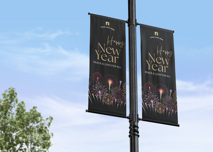 Happy New Year Lamp Post Banners