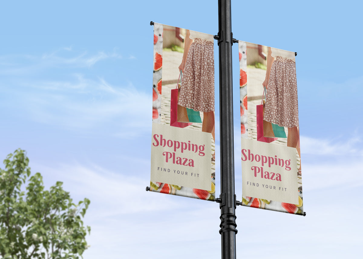Double Banner Shopping plaza festive summer border with lifestyle picture