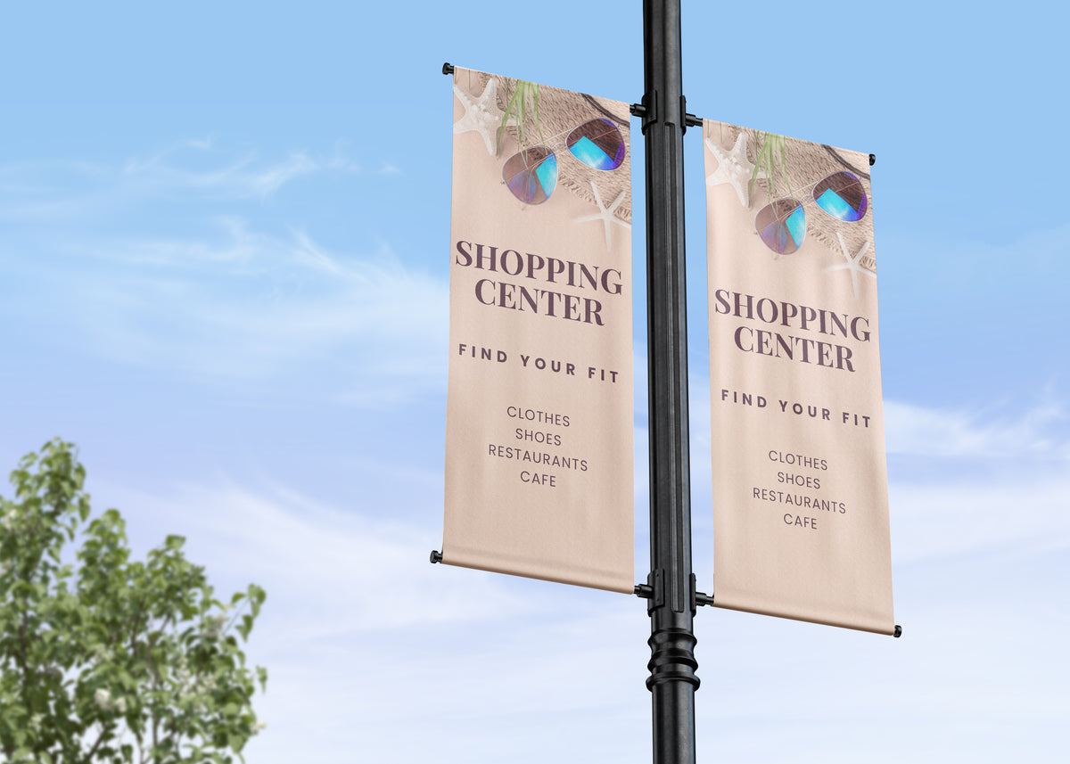 Festive Summer beachy banner double street pole banner