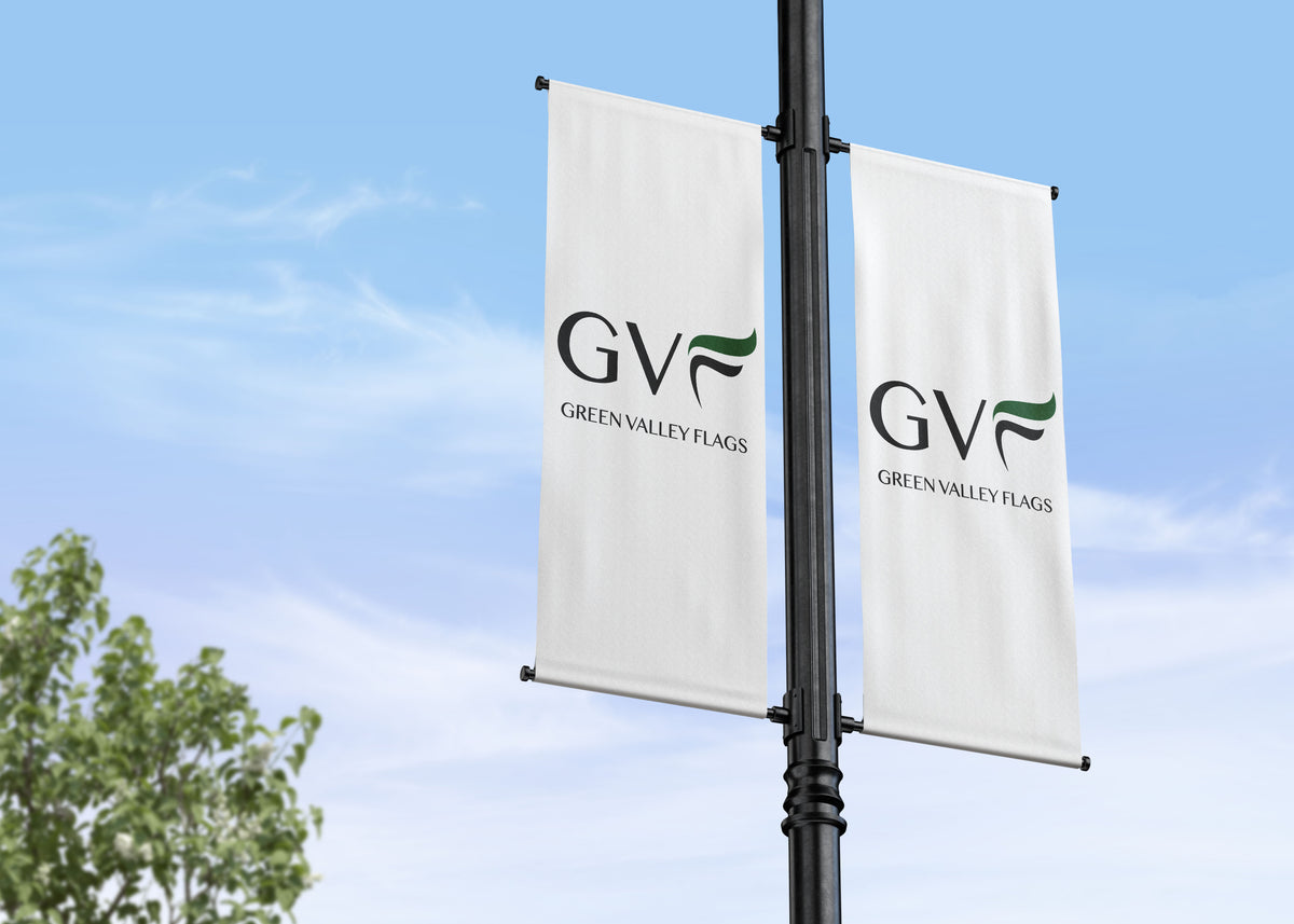 Green Valley Flags Mockup of Double Banners