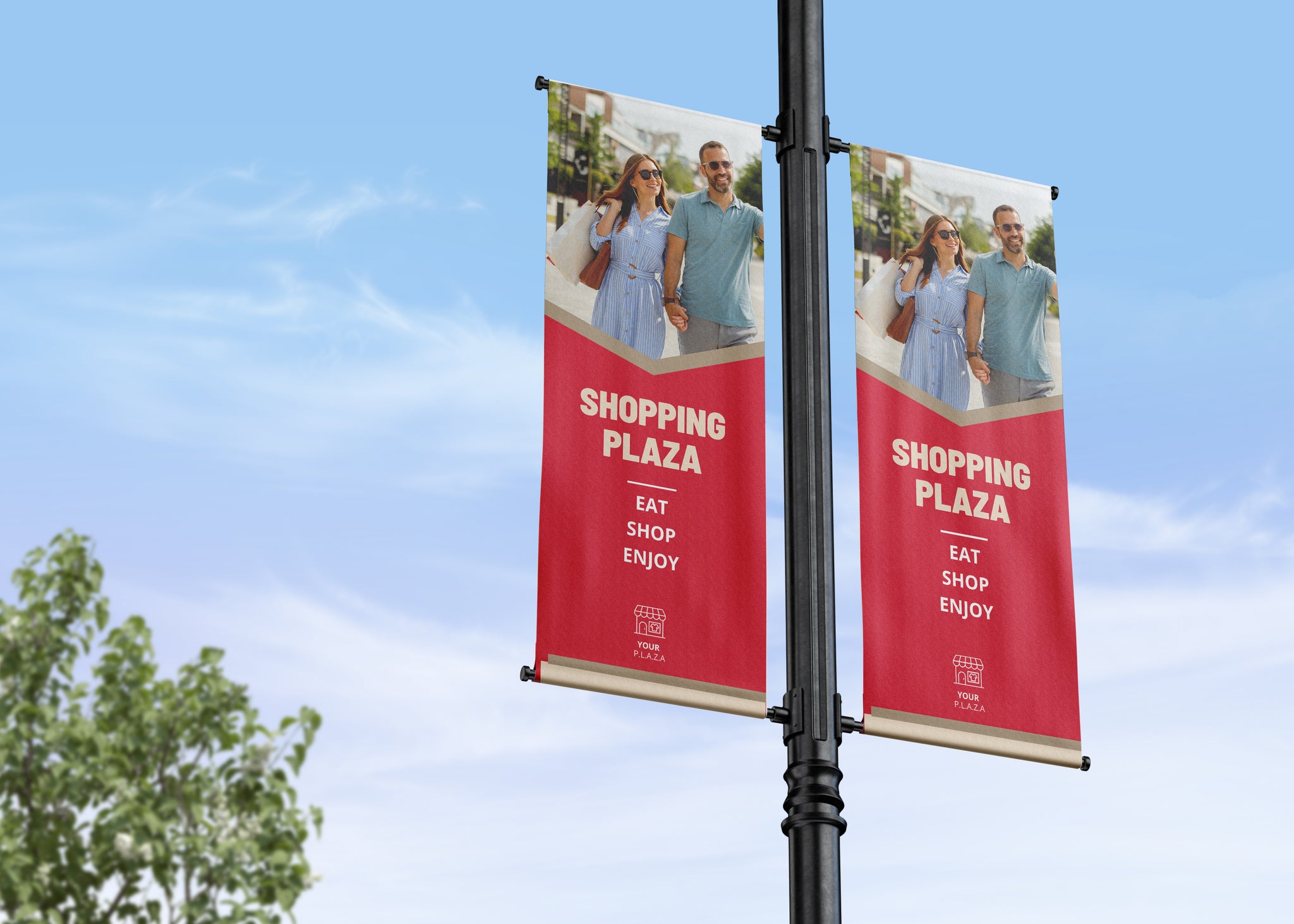 Banner Post Express Lamp Post Banners for Shopping Centers | Green Valley Flags