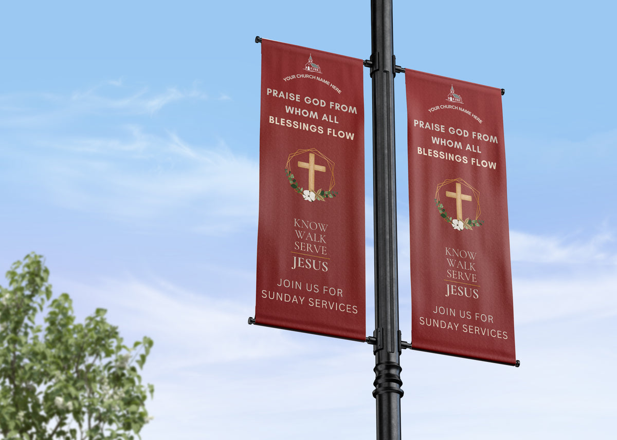 Church Street Pole Banners | Custom & Pre-Designed Church Banner Flags