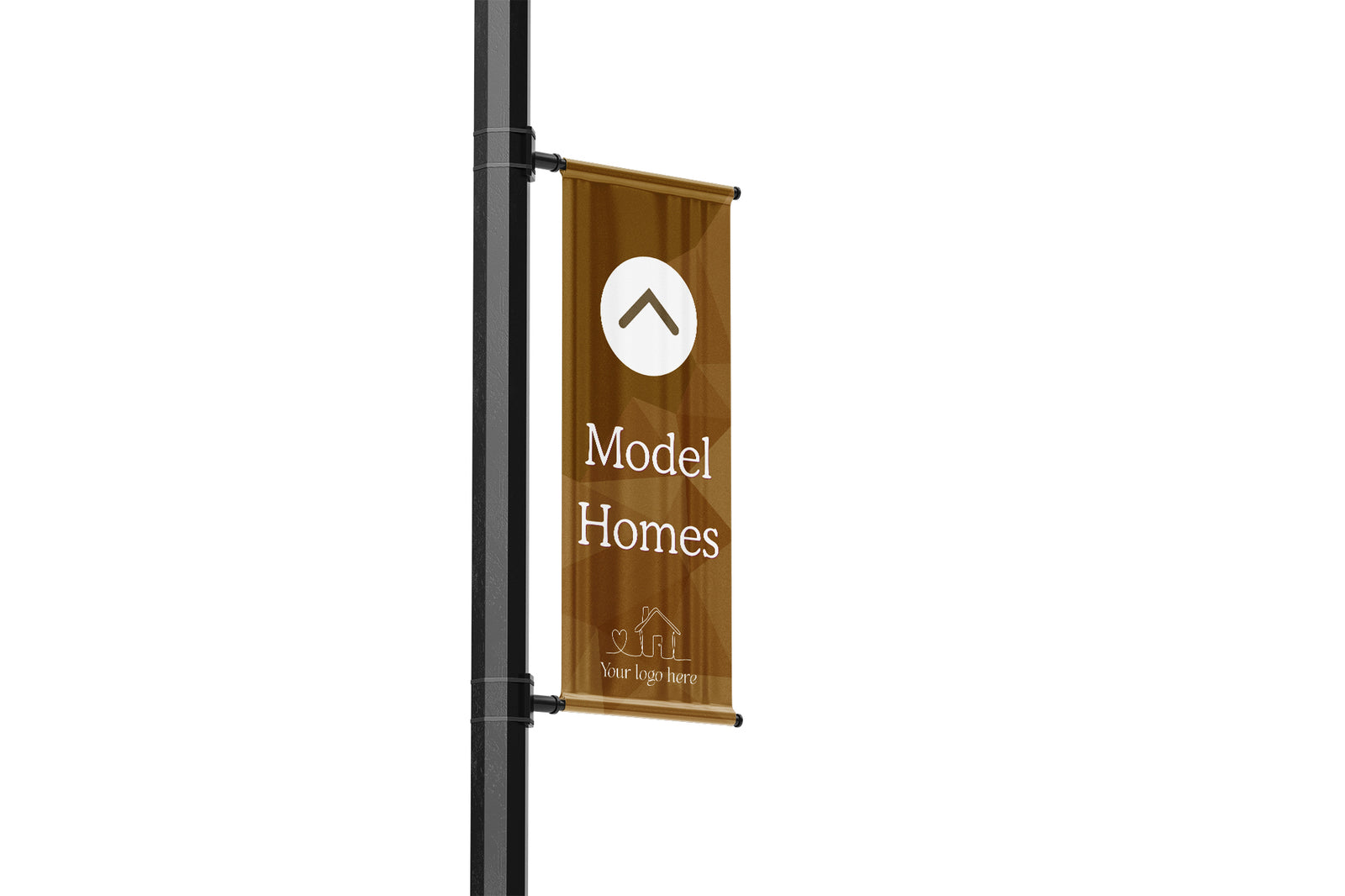 Single Lamp Post banner wayfinding residential development showing the direction of the model home or show home