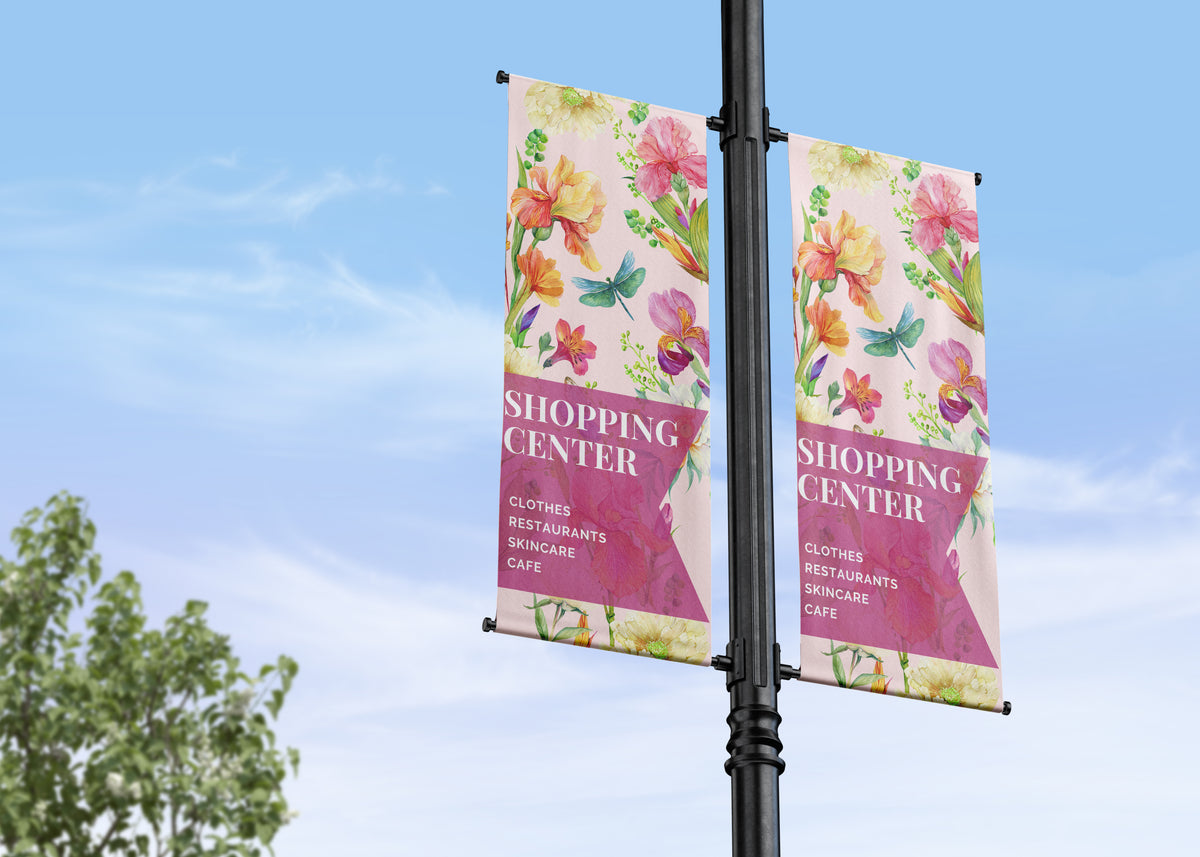 Springtime illlustrative double banner with translucent text space