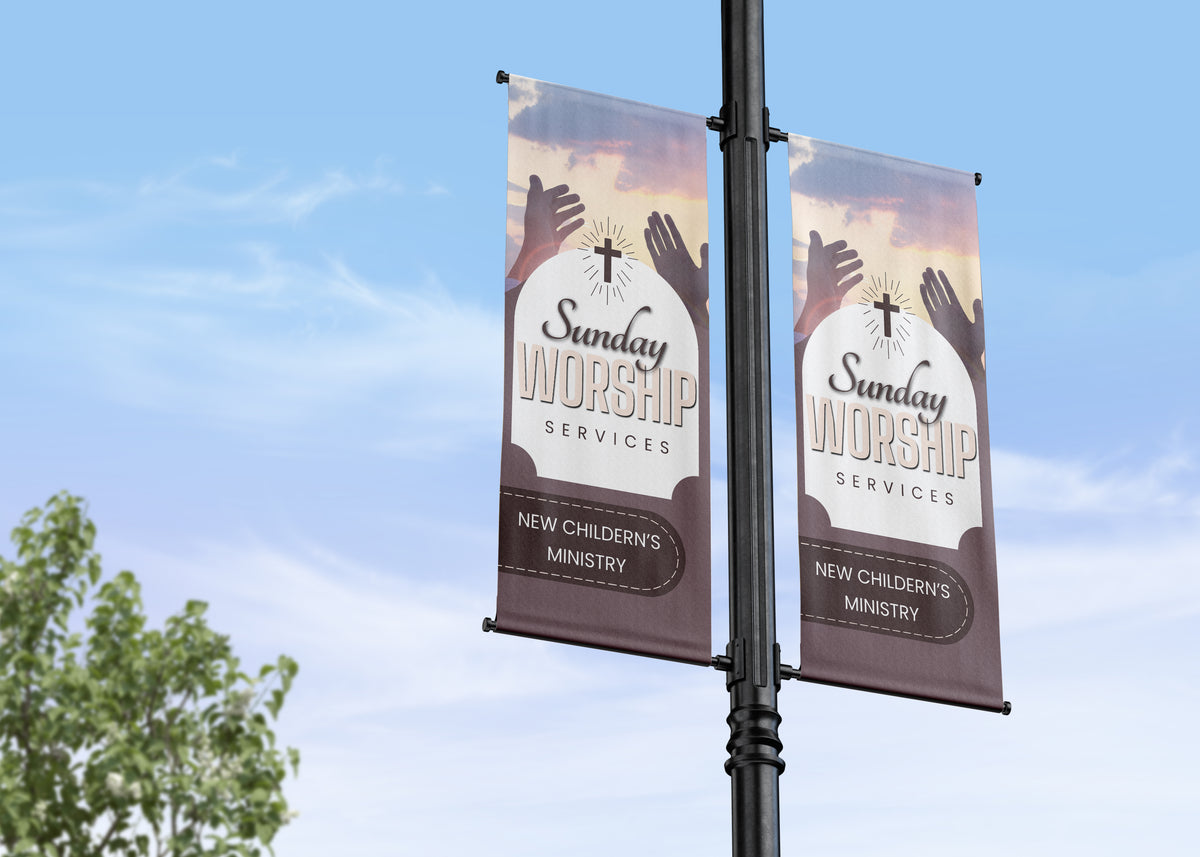 Church Street Pole Banners | Custom & Pre-Designed Church Banner Flags