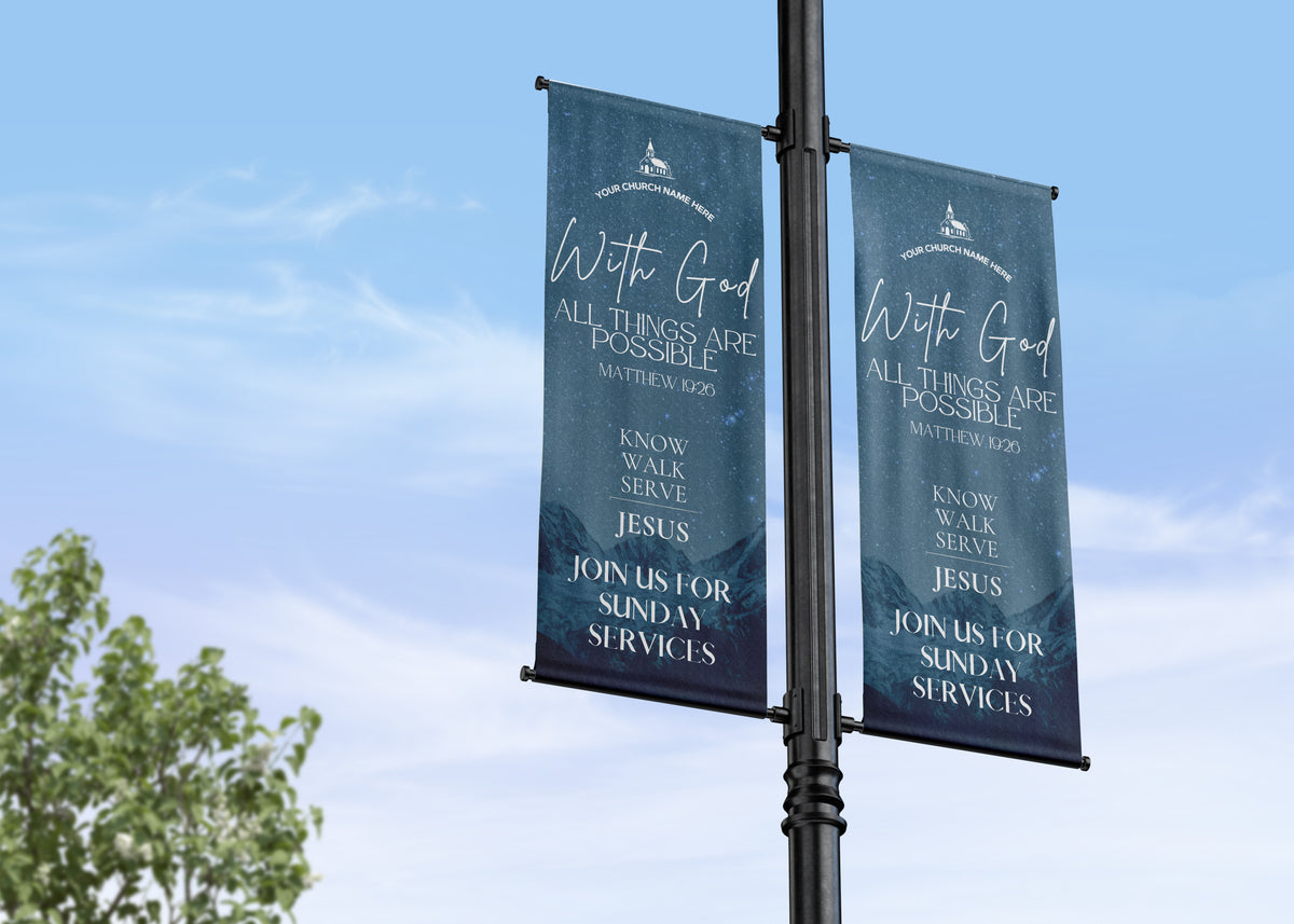 Church Street Pole Banners | Custom & Pre-Designed Church Banner Flags