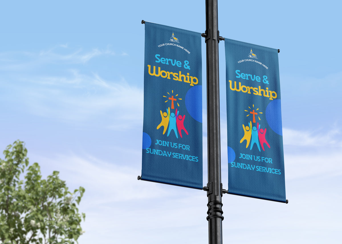 Church Street Pole Banners | Custom & Pre-Designed Church Banner Flags