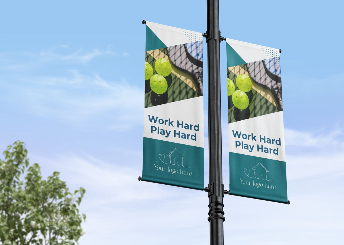 diagonal photo double banner, highlighting amenities courts