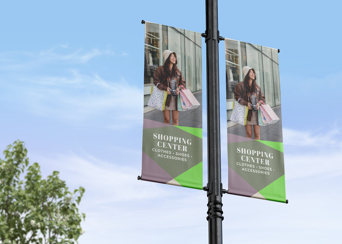 geometric springtime banner with lifestyle image