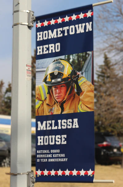 Home Town Heroes- Double sided 18 oz high quality street custom printed pole banners