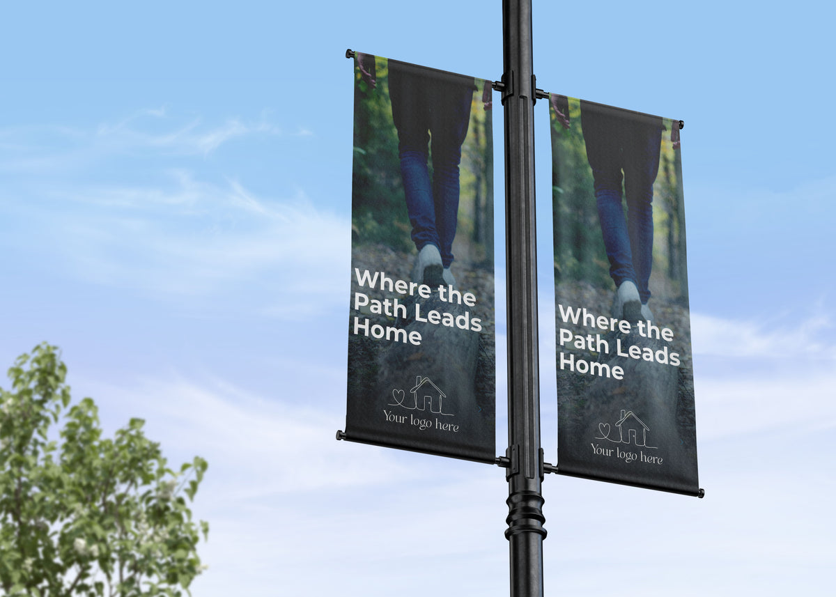 photo gradient with color double banner walking trail