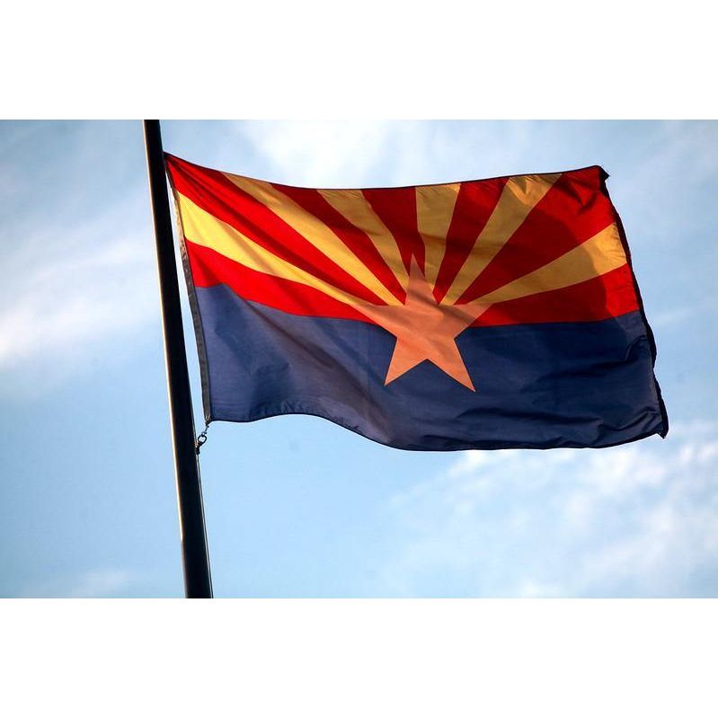 Flag of the State of Arizona printed on lightweight knitted polyester  