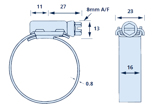 Schematic drawing with dimensions for high torque banding for lamp post banners