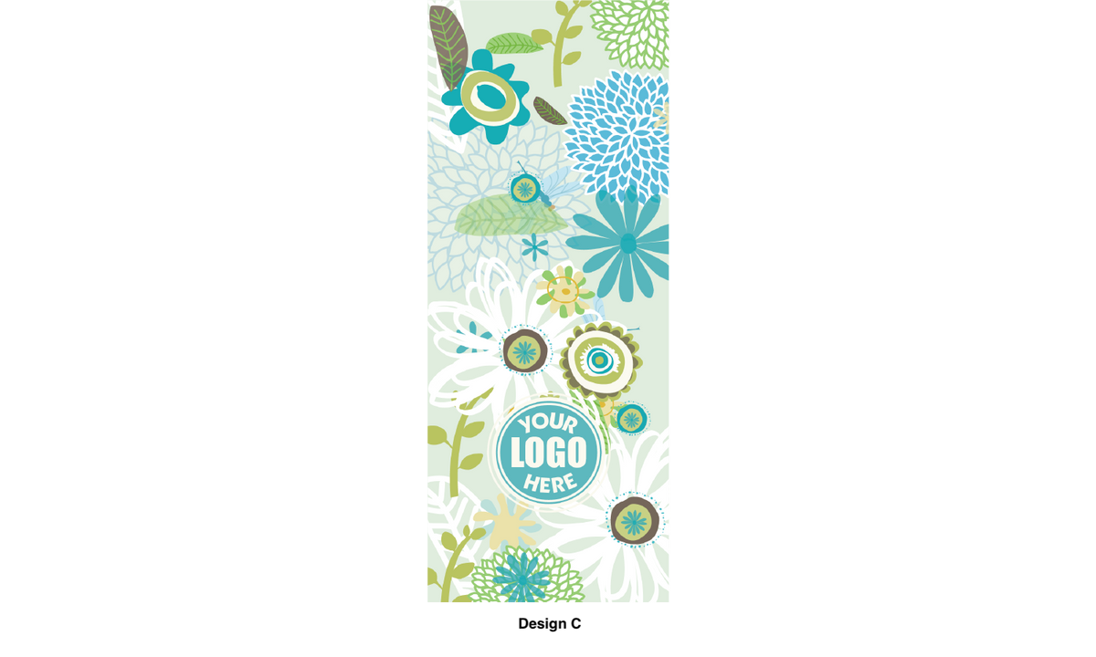 Modern design Spring themed street pole banners printed double sided on 18 oz blockout vinyl with pockets on top and bottom- full color print lamp post banner perfect for cities and towns. Fade resistant and suitable for all weather conditions