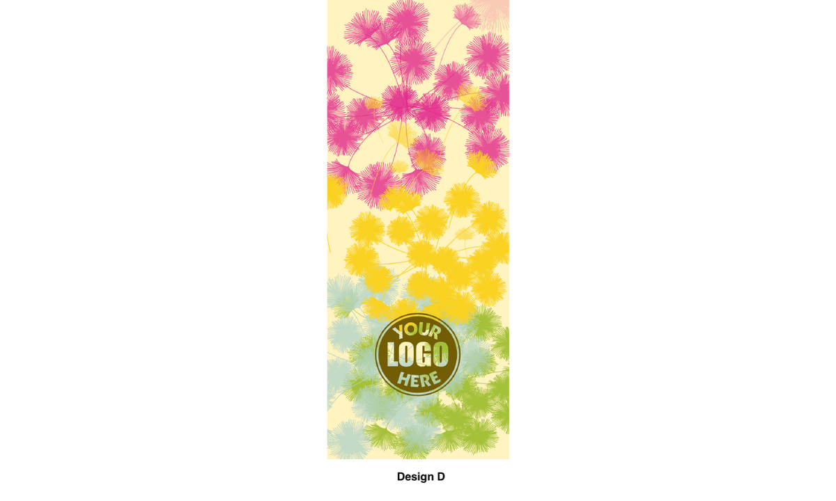 Modern design Spring themed street pole banners printed double sided on 18 oz blockout vinyl with pockets on top and bottom- full color print lamp post banner perfect for cities and towns. Fade resistant and suitable for all weather conditions