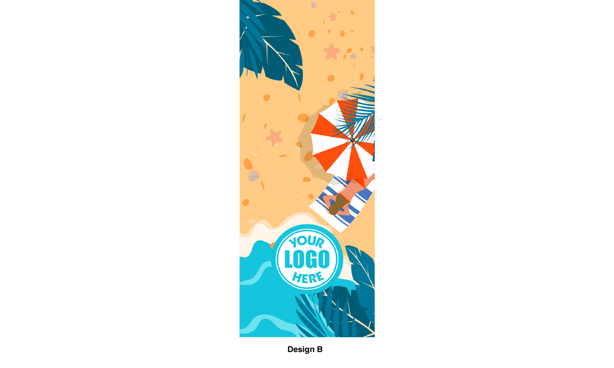 Modern design Summer themed street pole banners printed double sided on 18 oz blockout vinyl with pockets on top and bottom- full color print lamp post banner perfect for cities and towns. Fade resistant and suitable for all weather conditions